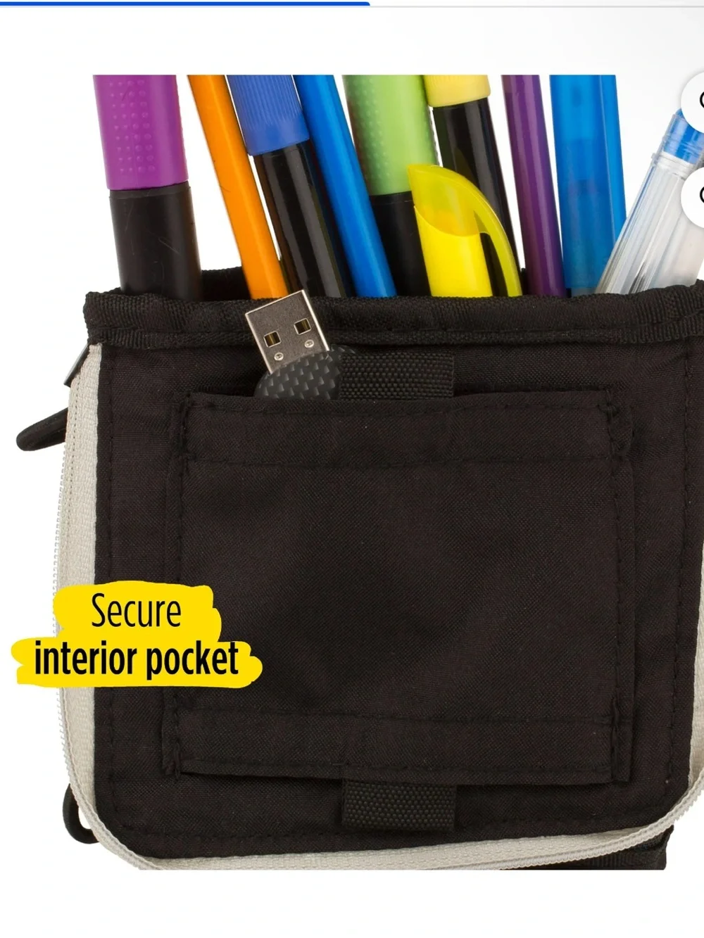 Five Star Black and Gray Stand ‘N Store Pencil Pouch